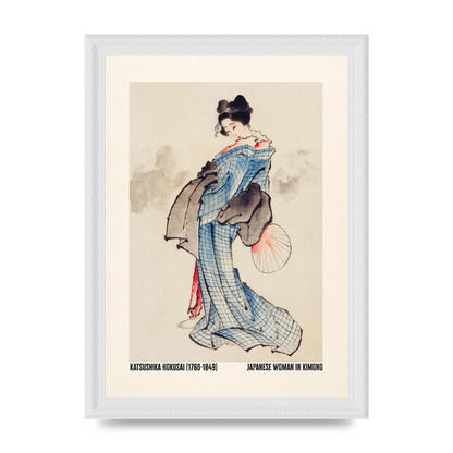 Katsushika Hokusai Japanese Woman In Kimono Art For The Home - A4 framed