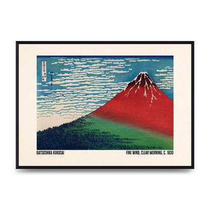 Katsushika Hokusai Fine Wind Clear Morning C1830 Printed Poster - A2 framed