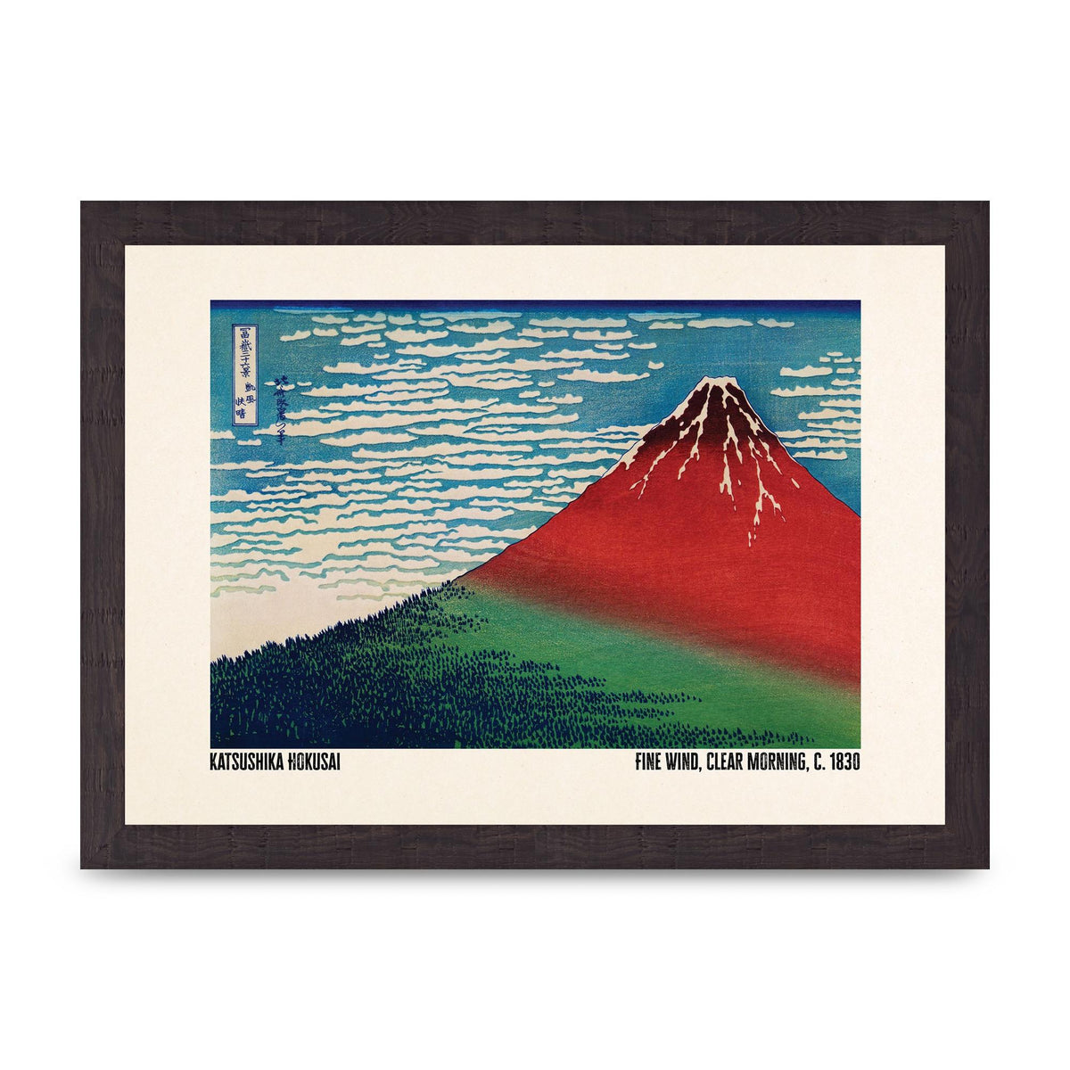 Katsushika Hokusai Fine Wind Clear Morning C1830 Printed Poster - A4 framed