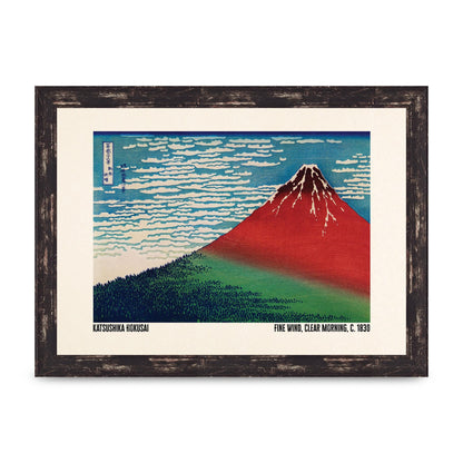 Katsushika Hokusai Fine Wind Clear Morning C1830 Printed Poster - A4 framed