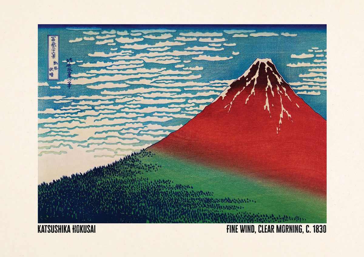 Katsushika Hokusai Fine Wind Clear Morning C1830 Printed Poster - detail