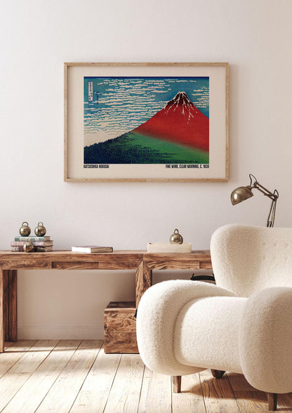 Katsushika Hokusai Fine Wind Clear Morning C1830 Printed Poster - landscape living room 1