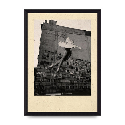Dancing Large Mosiac On Side Of Building Wall Art - A4 framed