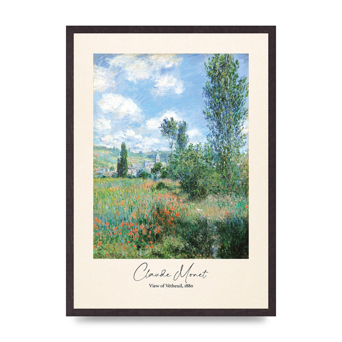 Claude Monet View Of Vetheuil 1880 Wall Art - A2 framed