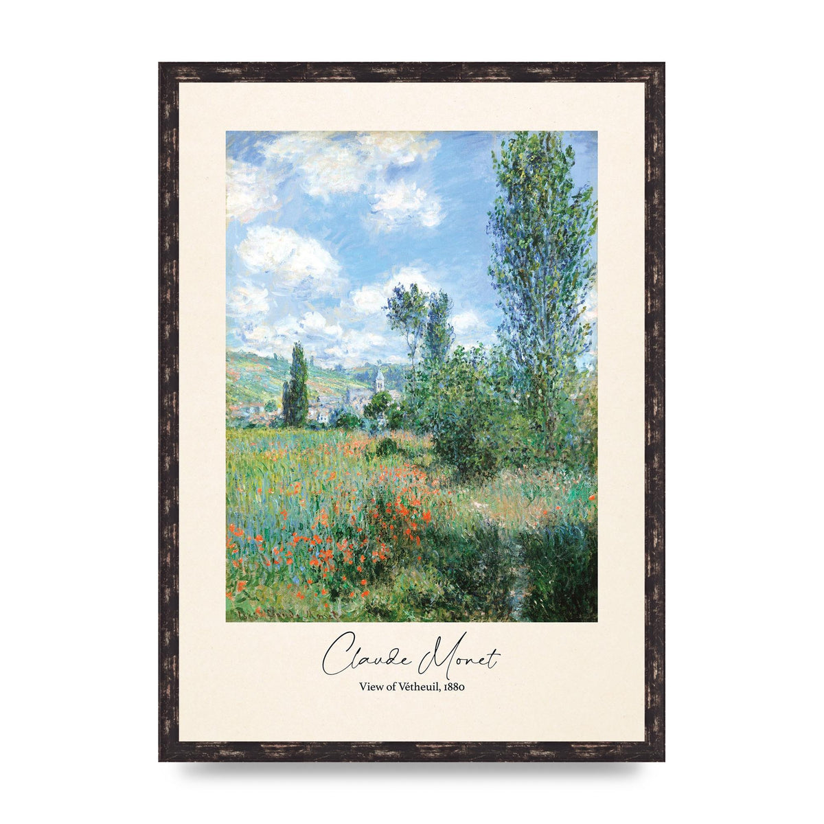 Claude Monet View Of Vetheuil 1880 Wall Art - A2 framed