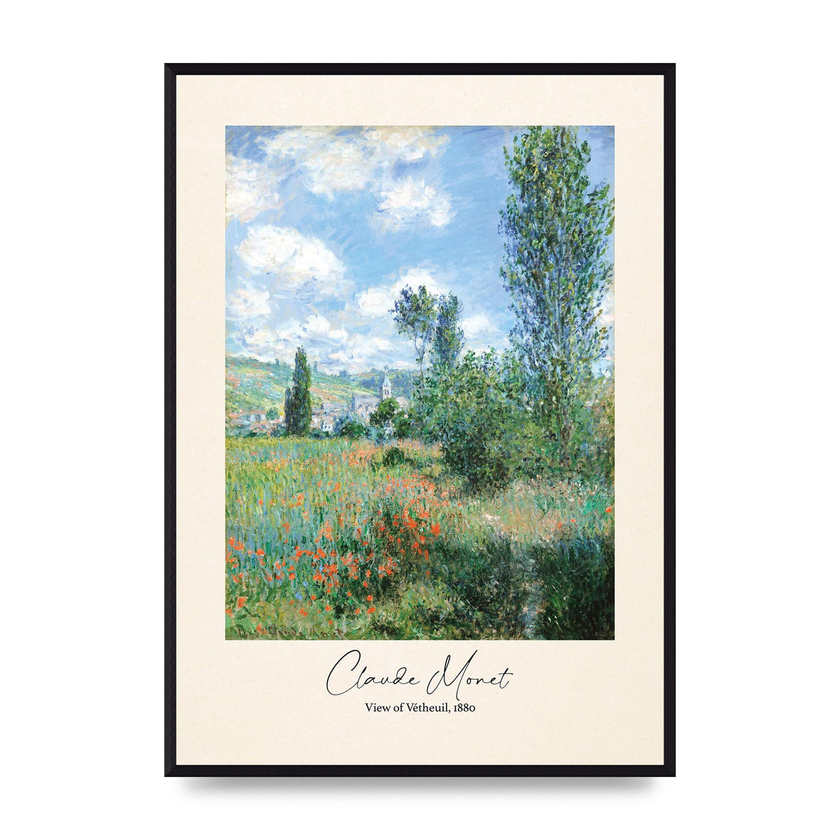 Claude Monet View Of Vetheuil 1880 Wall Art - A2 framed