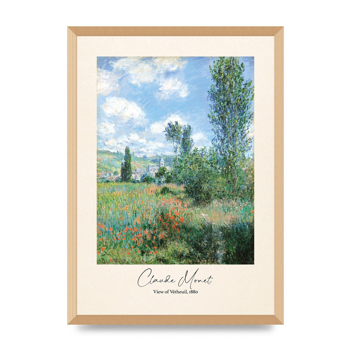 Claude Monet View Of Vetheuil 1880 Wall Art - A2 framed