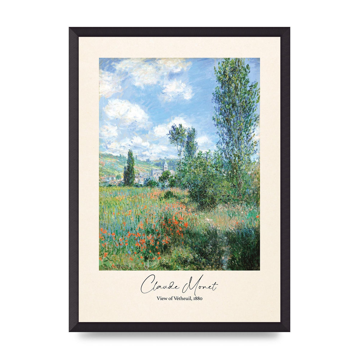 Claude Monet View Of Vetheuil 1880 Wall Art - A2 framed