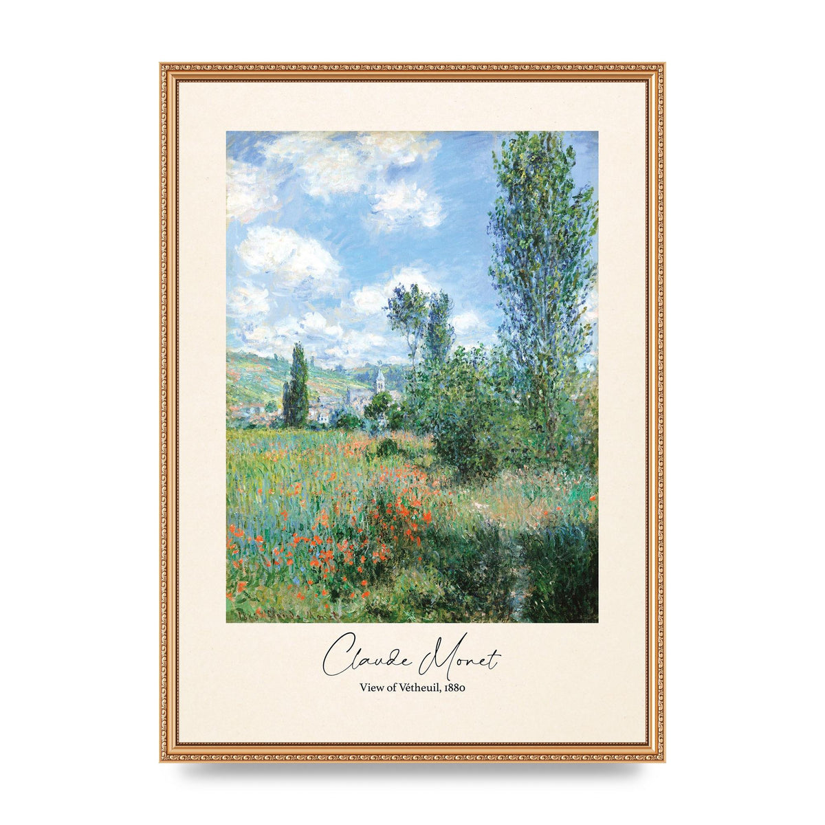 Claude Monet View Of Vetheuil 1880 Wall Art - A2 framed