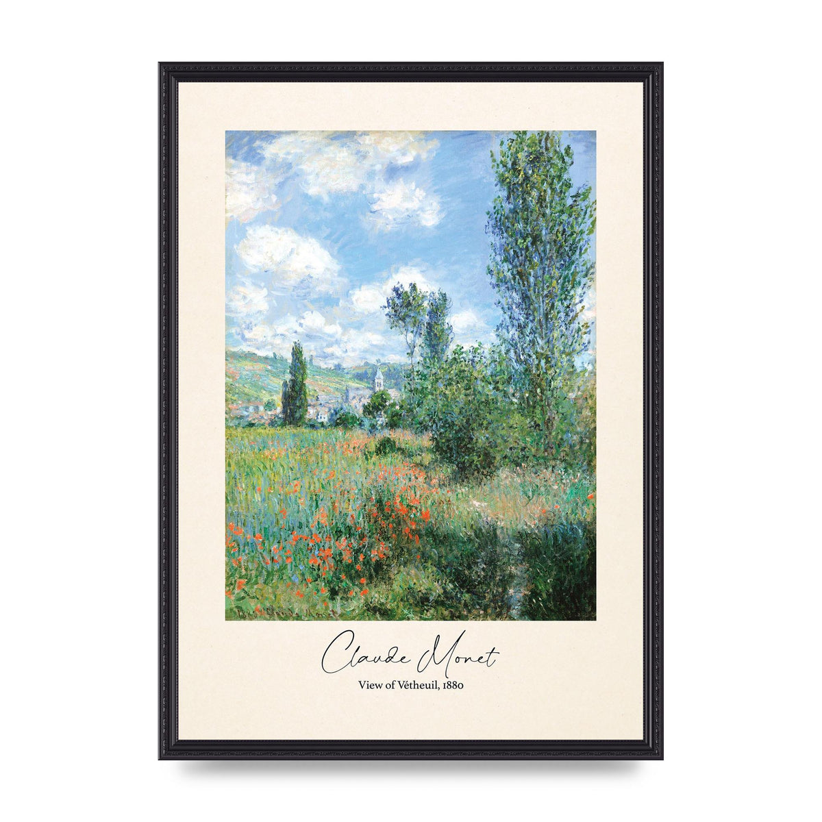 Claude Monet View Of Vetheuil 1880 Wall Art - A2 framed