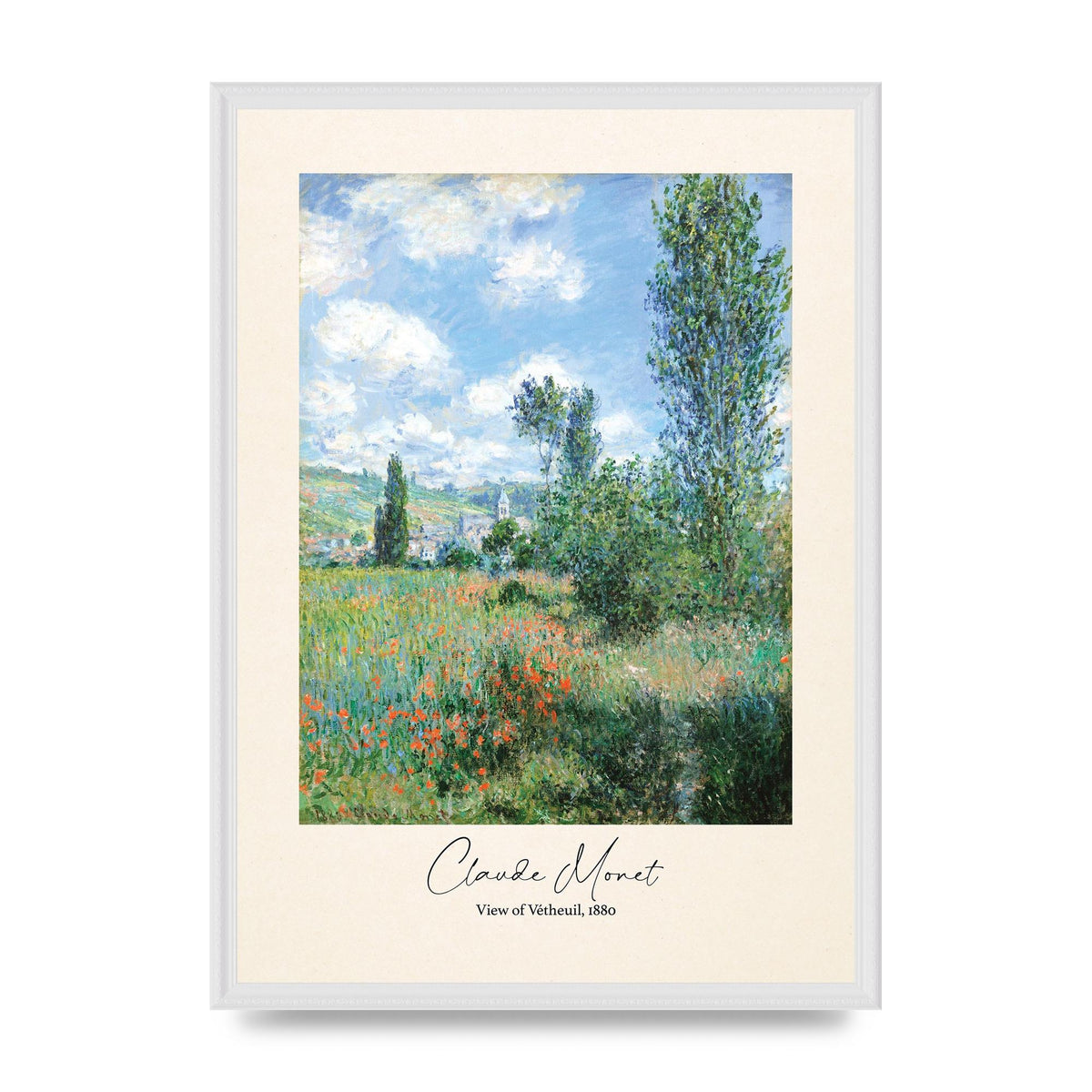 Claude Monet View Of Vetheuil 1880 Wall Art - A2 framed