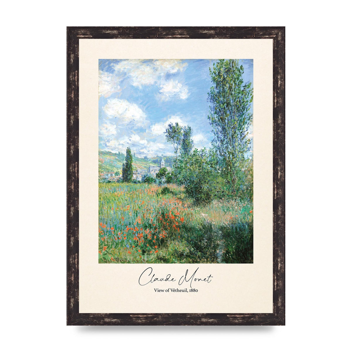 Claude Monet View Of Vetheuil 1880 Wall Art - A3 framed