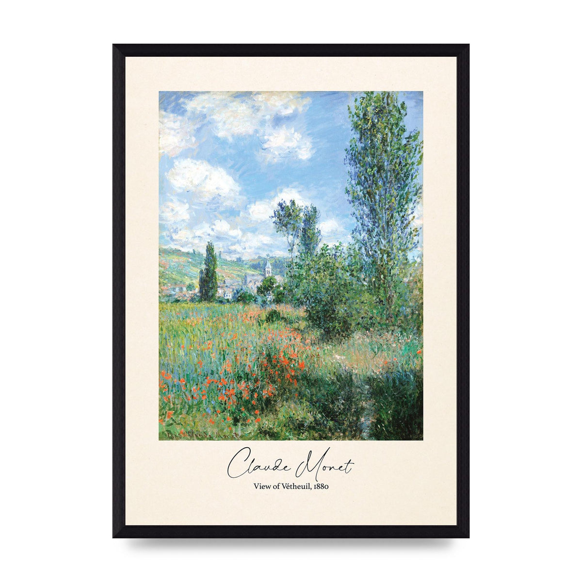 Claude Monet View Of Vetheuil 1880 Wall Art - A3 framed