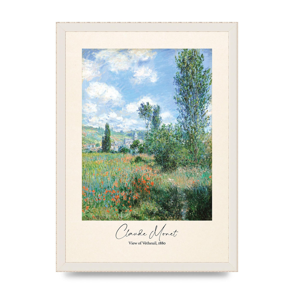 Claude Monet View Of Vetheuil 1880 Wall Art - A3 framed