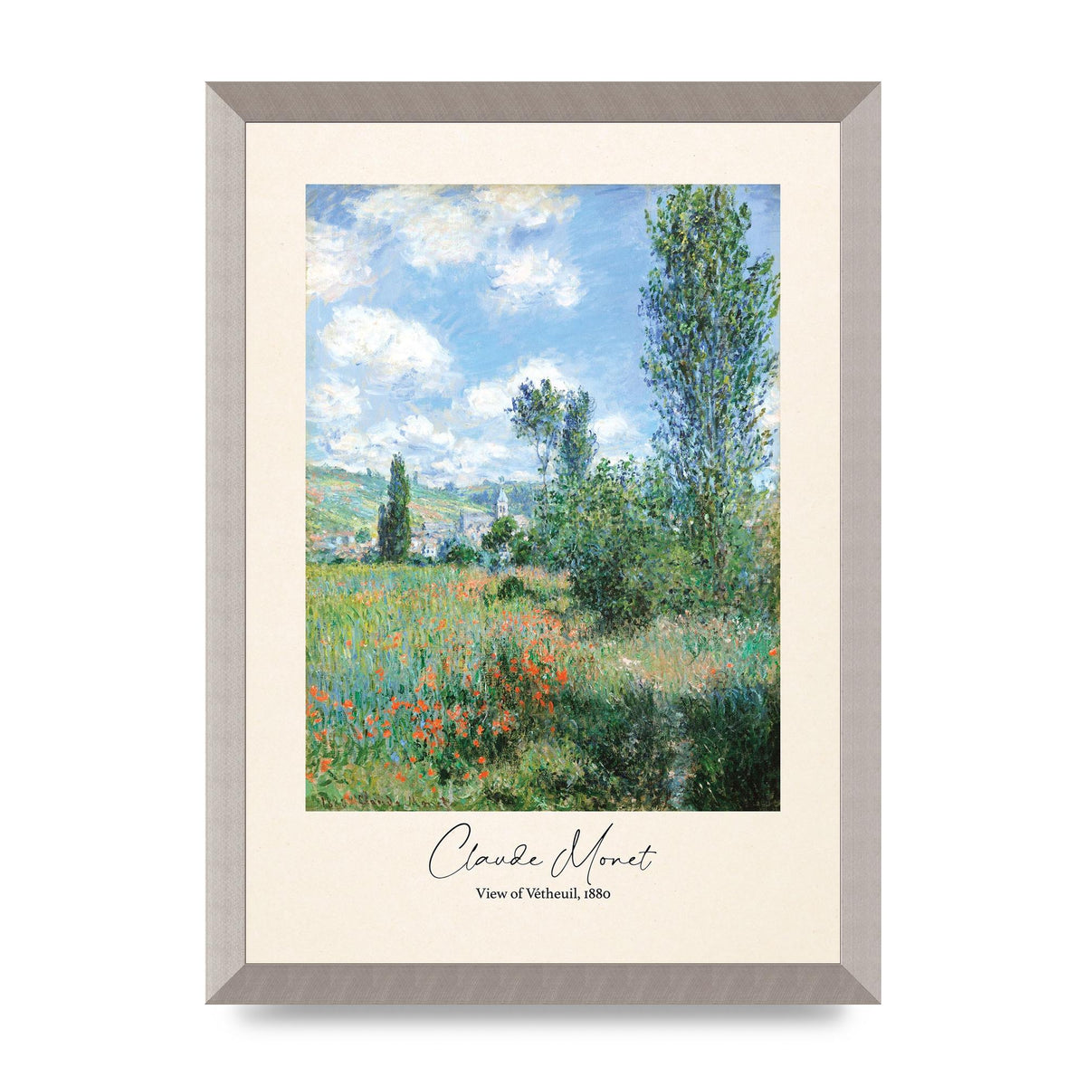 Claude Monet View Of Vetheuil 1880 Wall Art - A3 framed