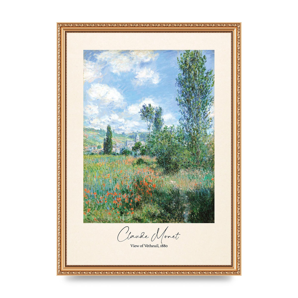 Claude Monet View Of Vetheuil 1880 Wall Art - A3 framed
