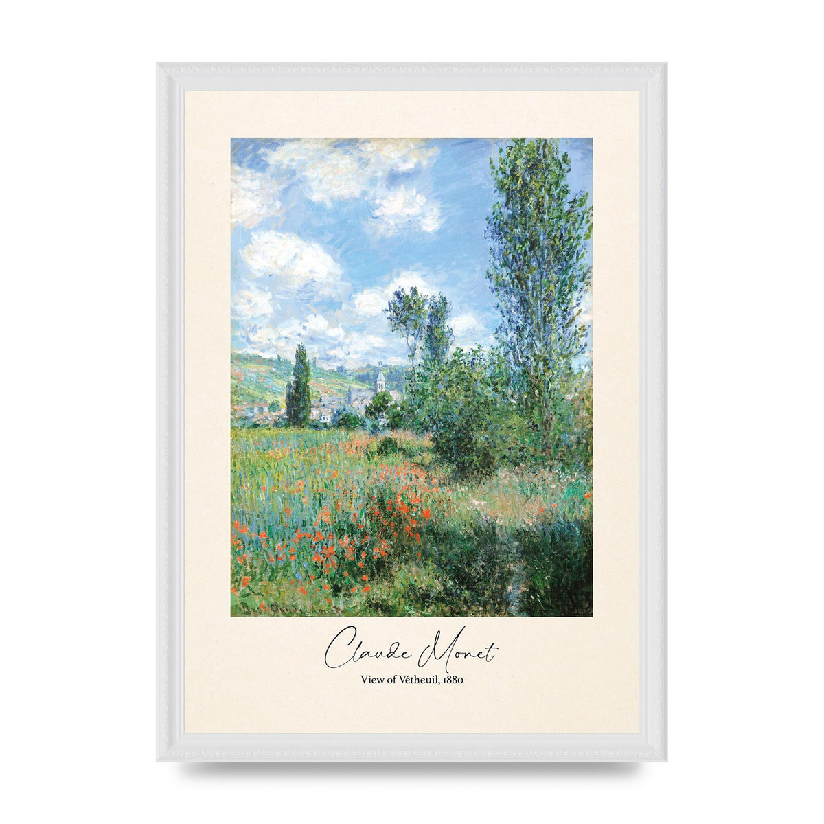 Claude Monet View Of Vetheuil 1880 Wall Art - A3 framed