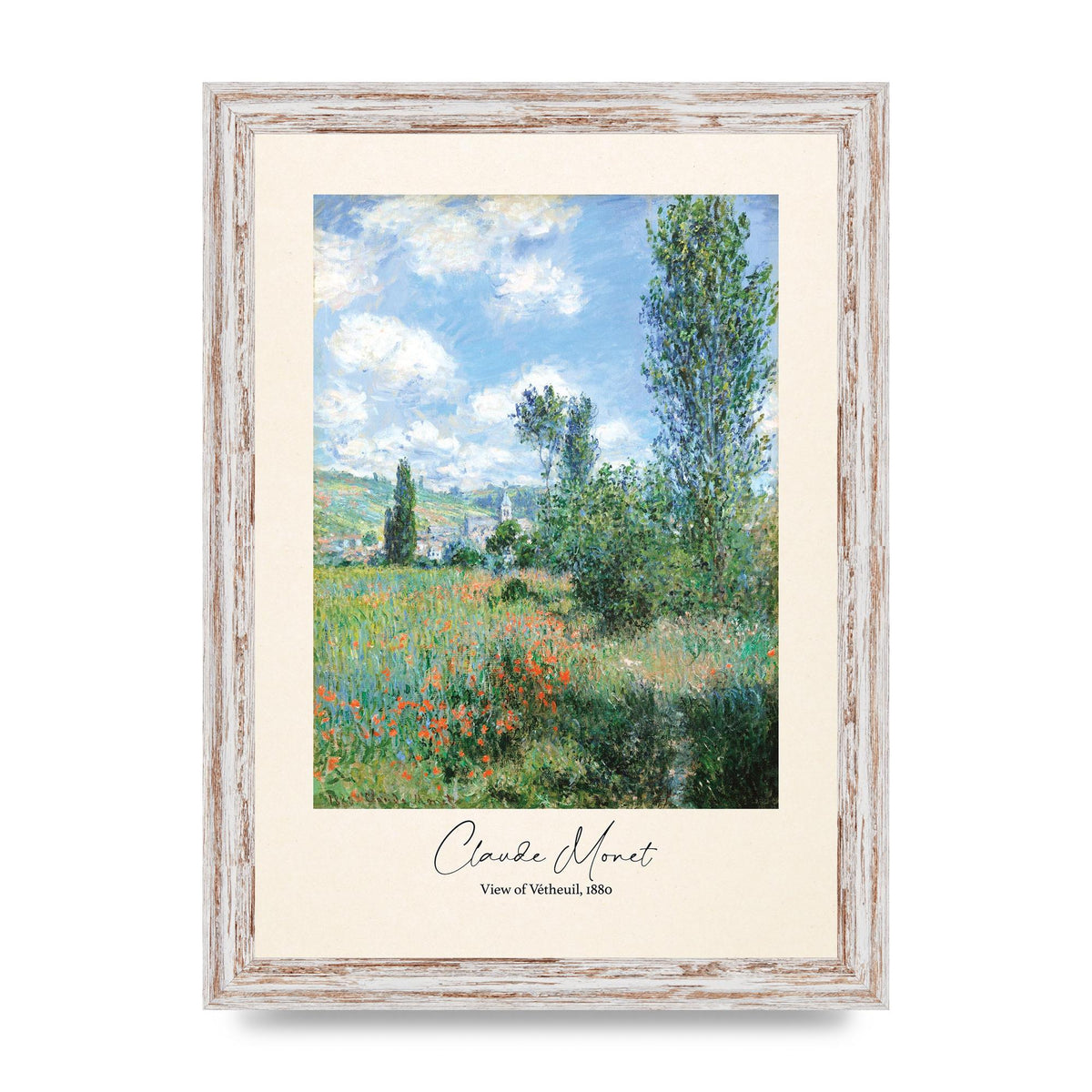 Claude Monet View Of Vetheuil 1880 Wall Art - A4 framed