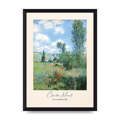 Claude Monet View Of Vetheuil 1880 Wall Art - A4 framed