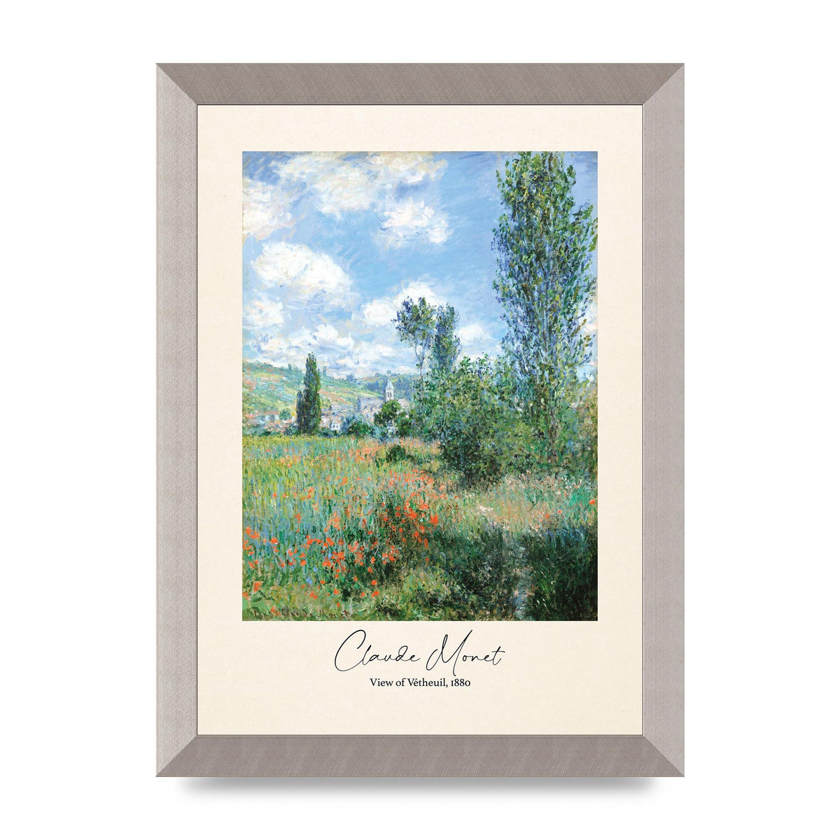 Claude Monet View Of Vetheuil 1880 Wall Art - A4 framed
