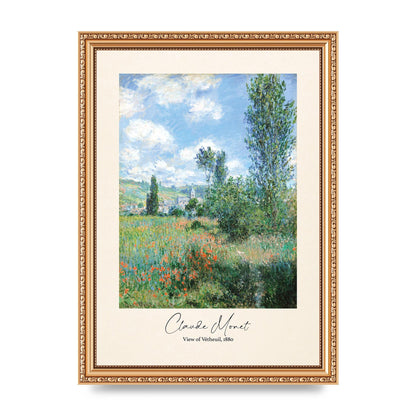 Claude Monet View Of Vetheuil 1880 Wall Art - A4 framed
