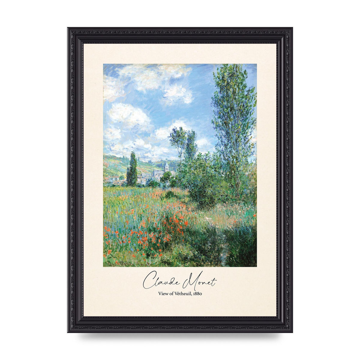 Claude Monet View Of Vetheuil 1880 Wall Art - A4 framed