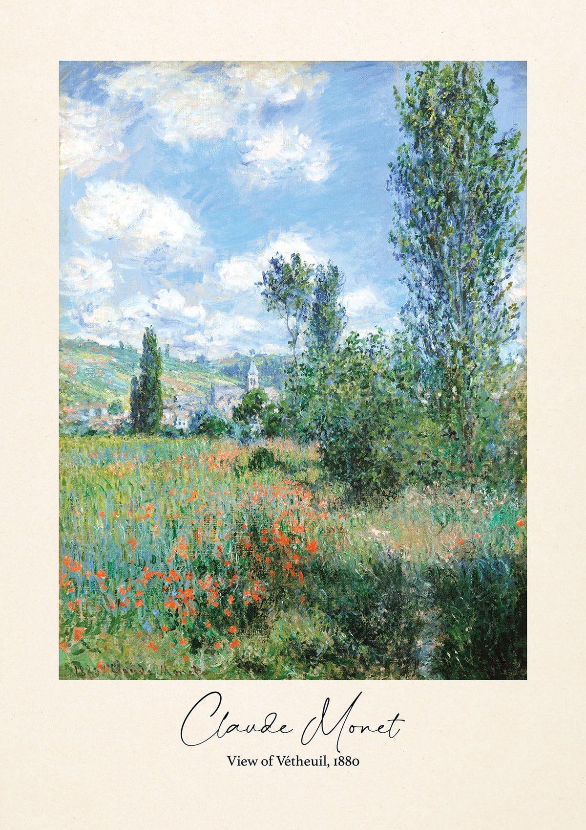 Claude Monet View Of Vetheuil 1880 Wall Art - detail