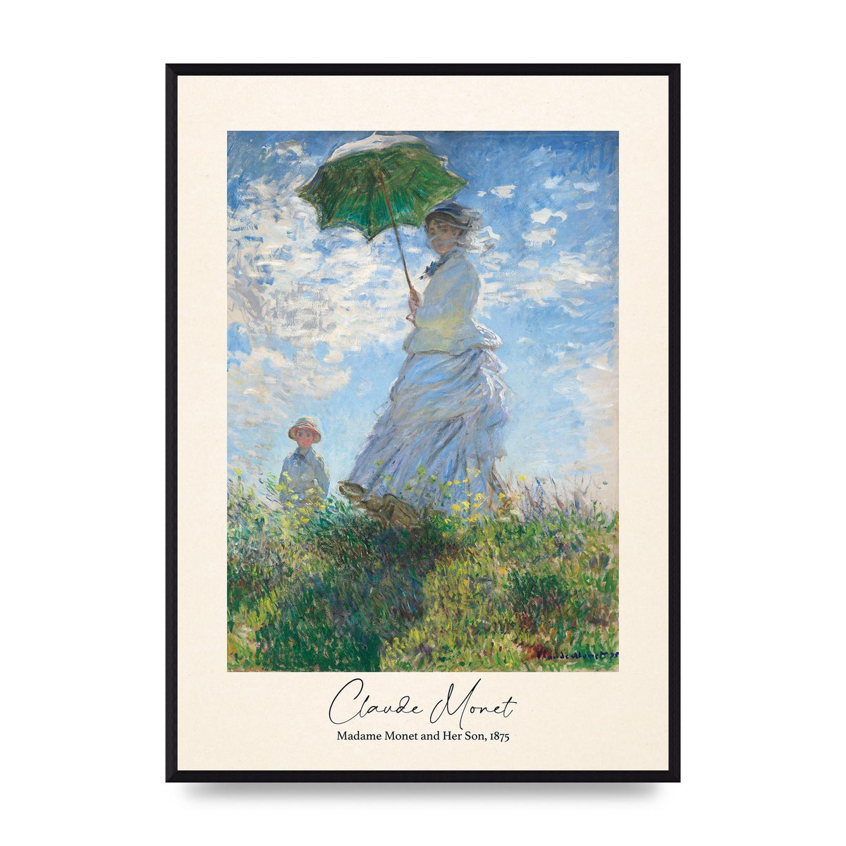 Claude Monet Madame Monet Her Son 1875 Printed Poster - A2 framed