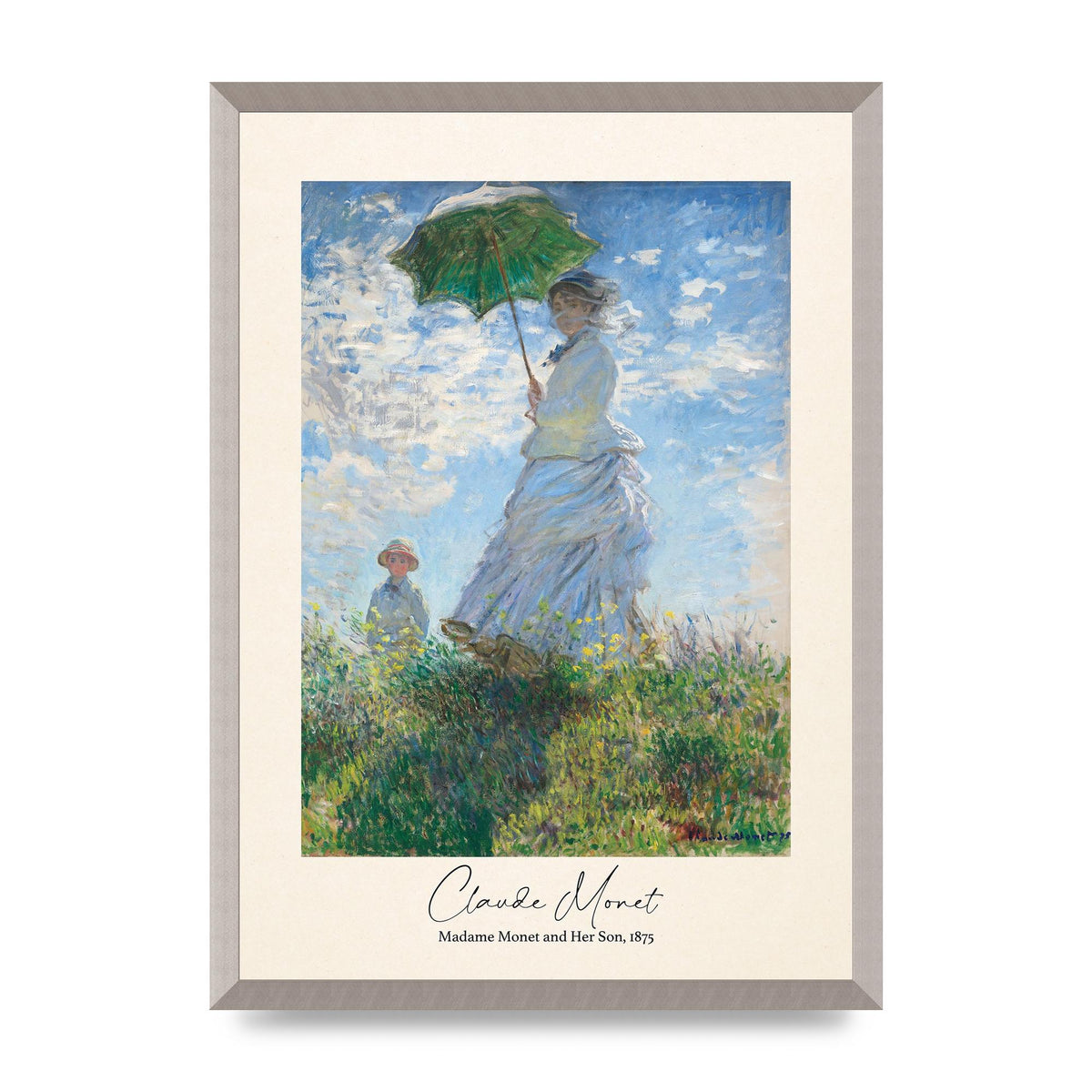 Claude Monet Madame Monet Her Son 1875 Printed Poster - A2 framed