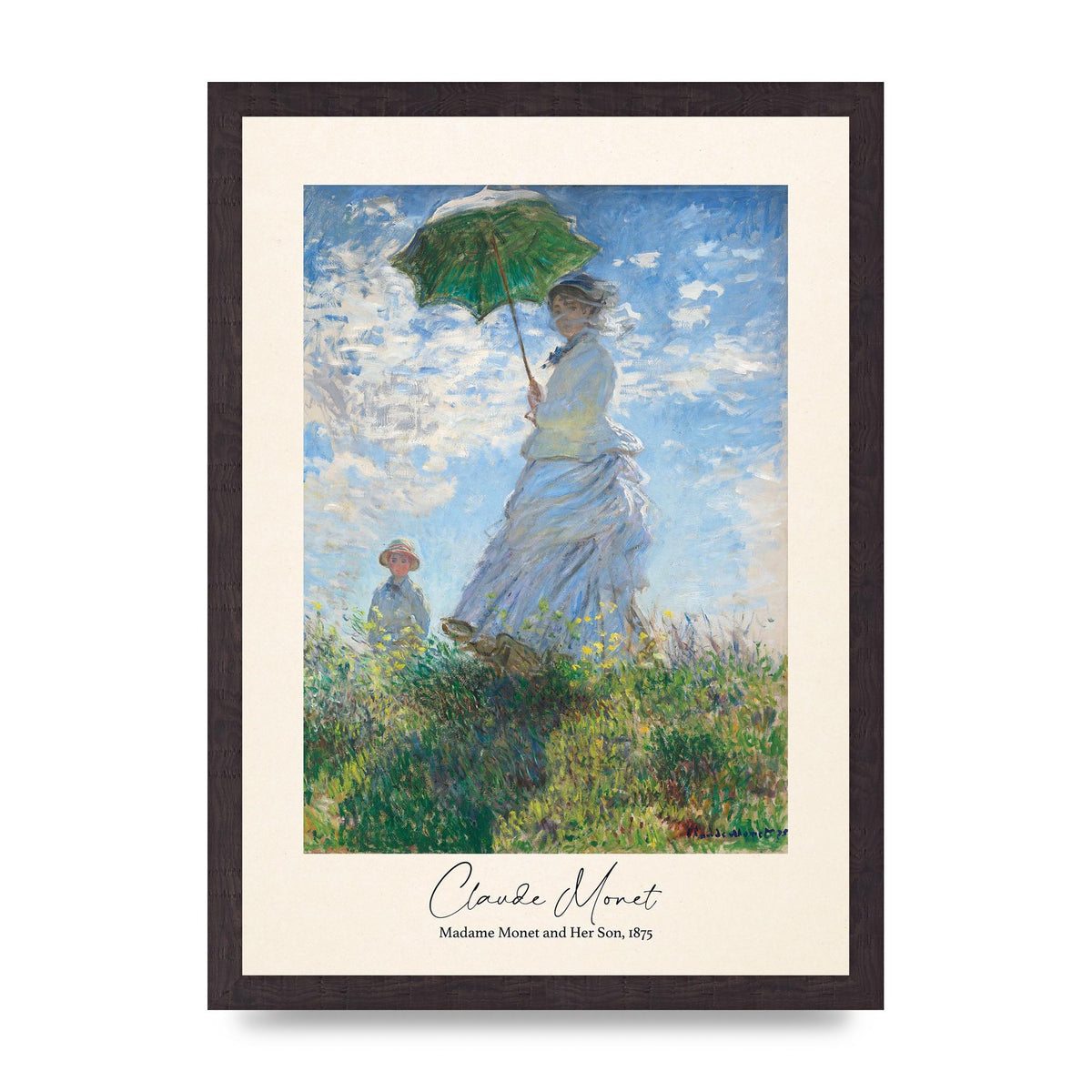 Claude Monet Madame Monet Her Son 1875 Printed Poster - A3 framed