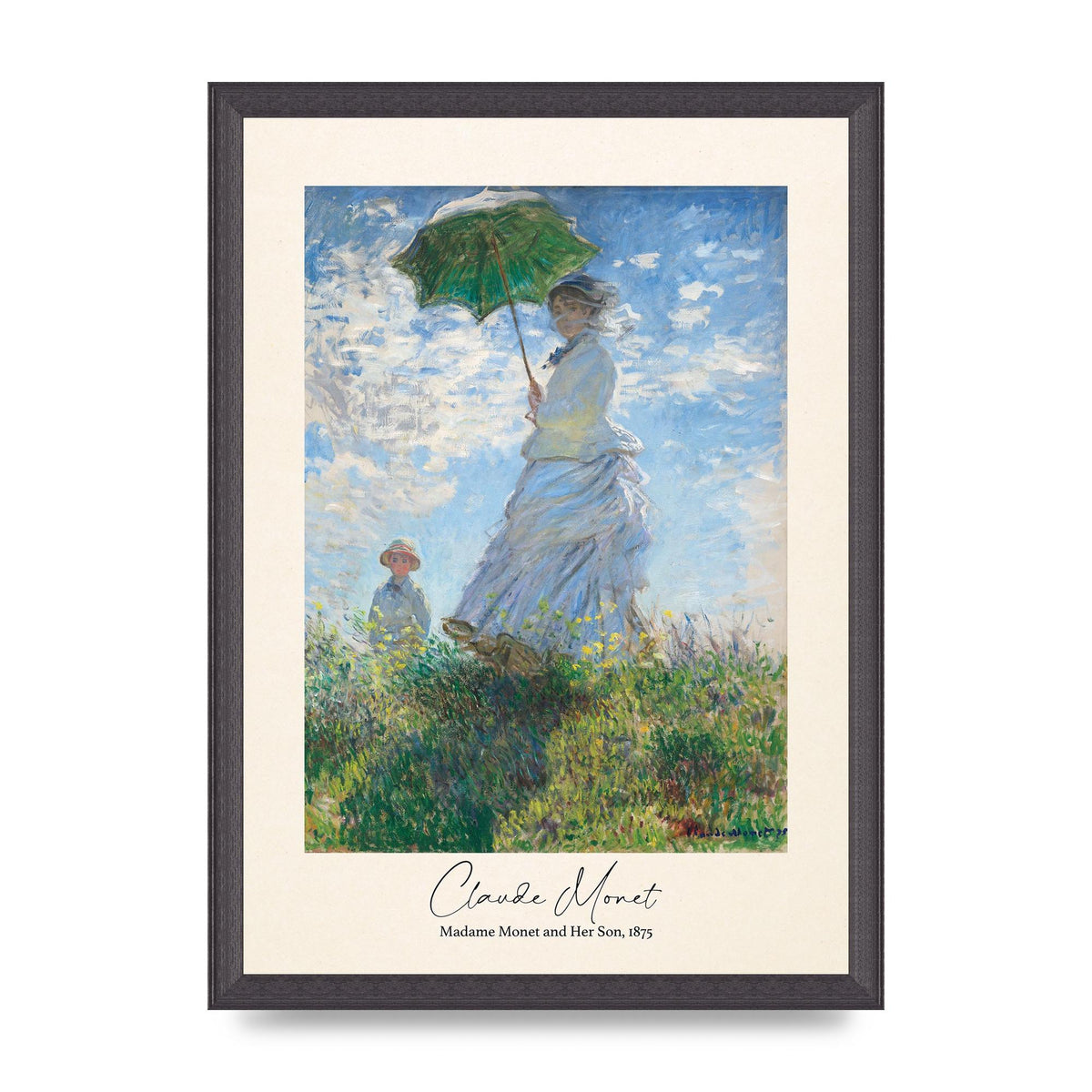 Claude Monet Madame Monet Her Son 1875 Printed Poster - A3 framed