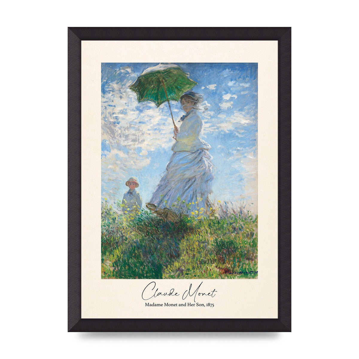 Claude Monet Madame Monet Her Son 1875 Printed Poster - A3 framed