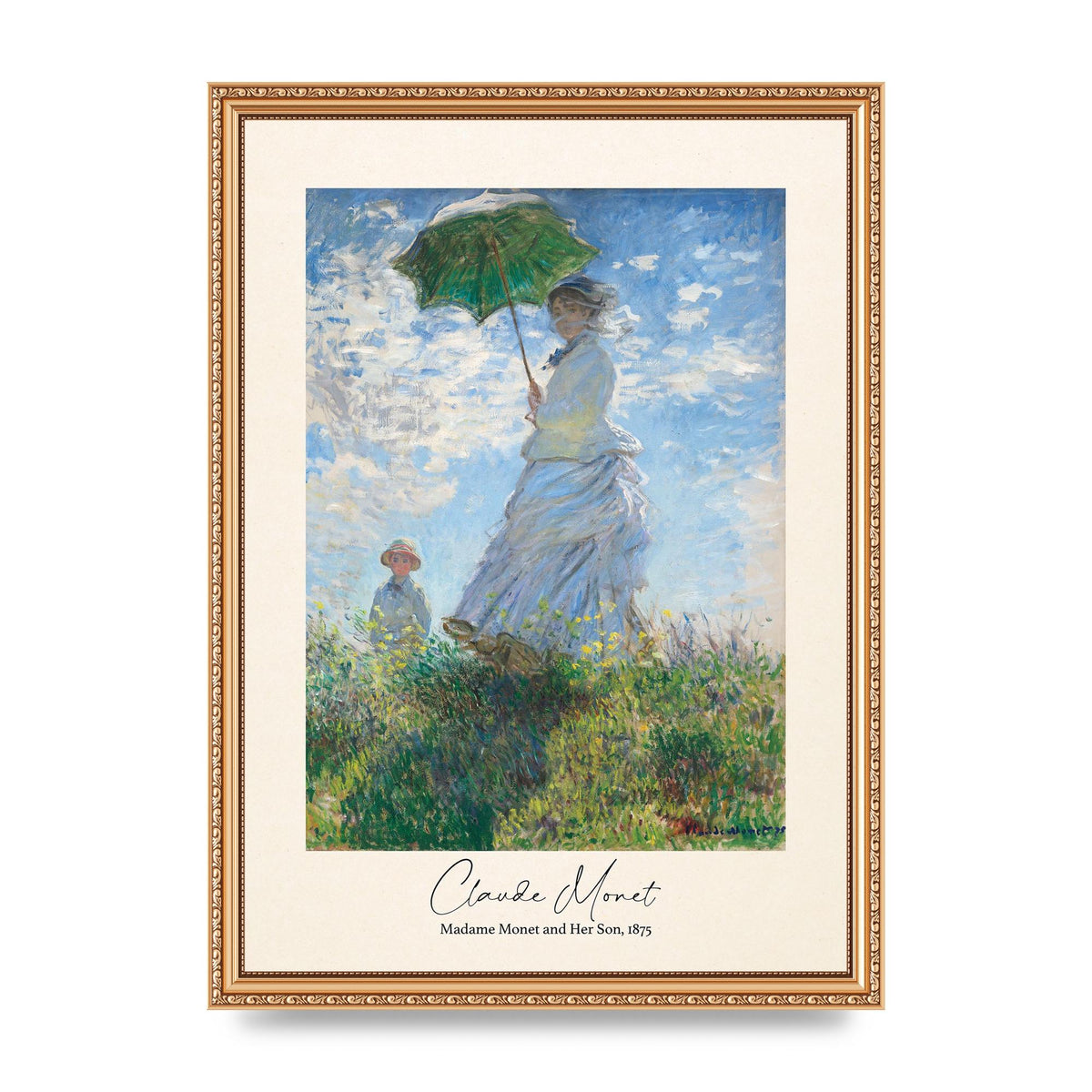 Claude Monet Madame Monet Her Son 1875 Printed Poster - A3 framed