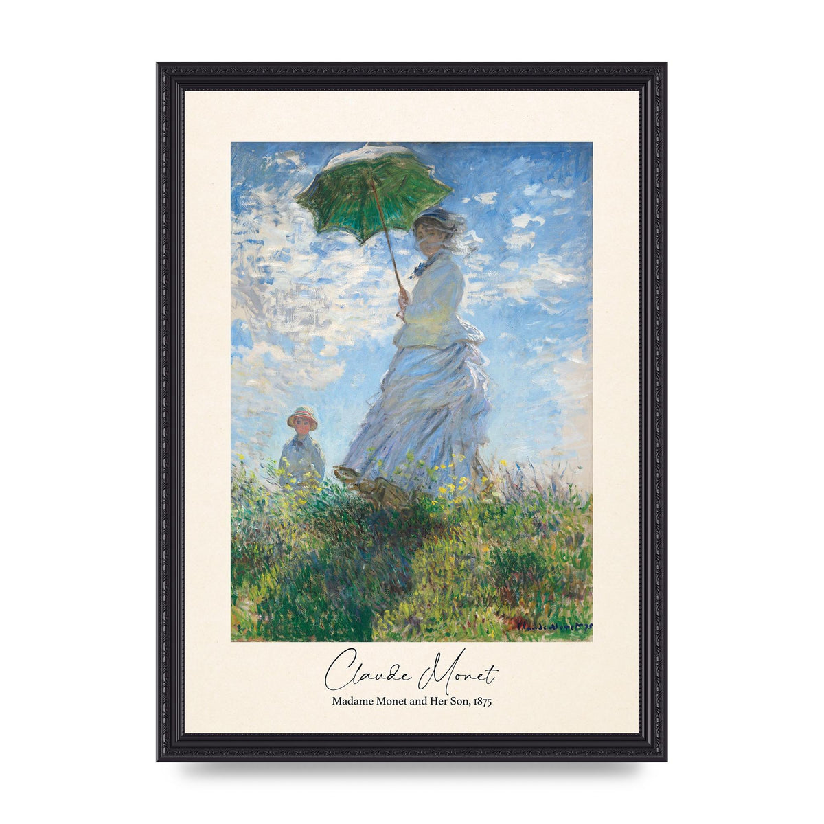 Claude Monet Madame Monet Her Son 1875 Printed Poster - A3 framed