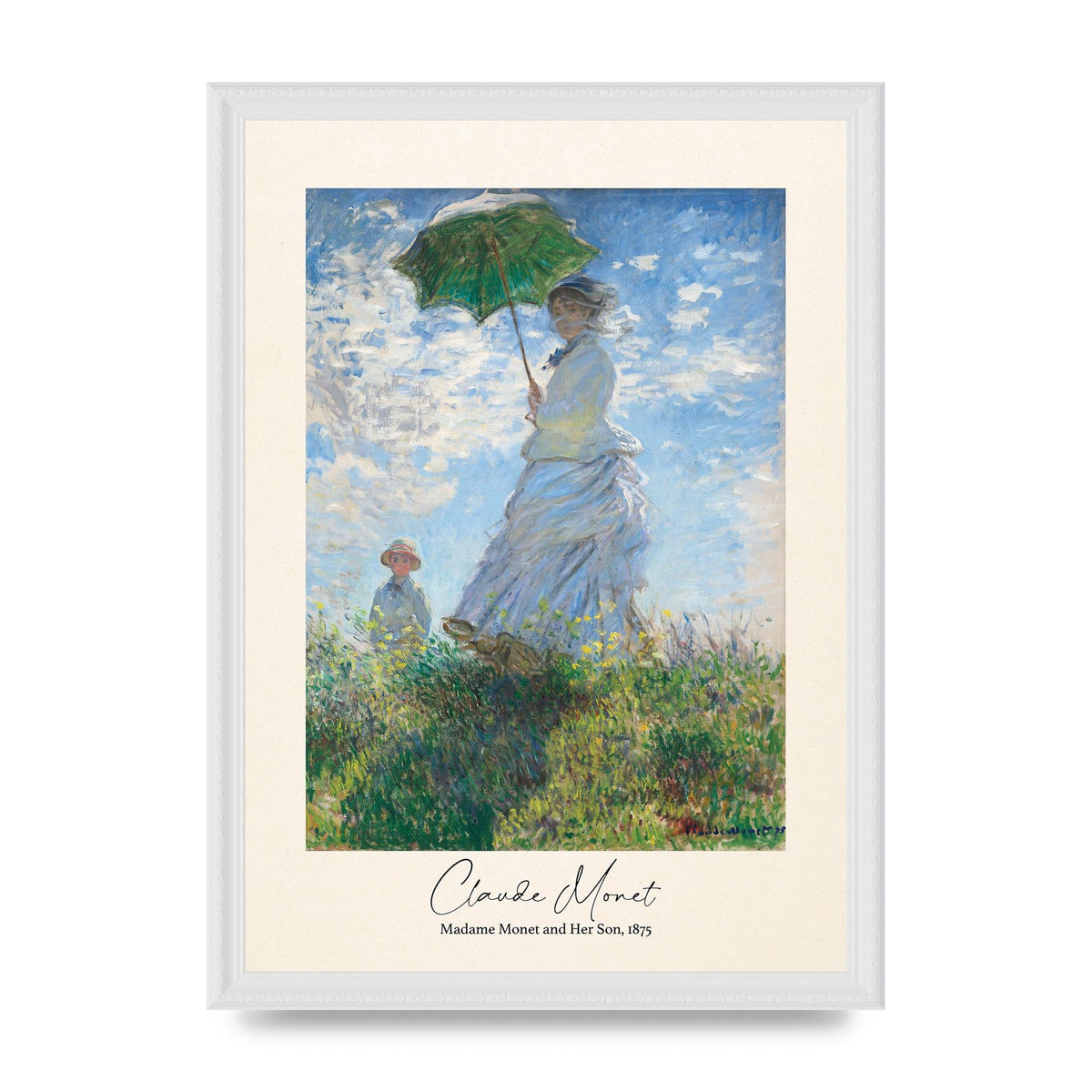 Claude Monet Madame Monet Her Son 1875 Printed Poster - A3 framed