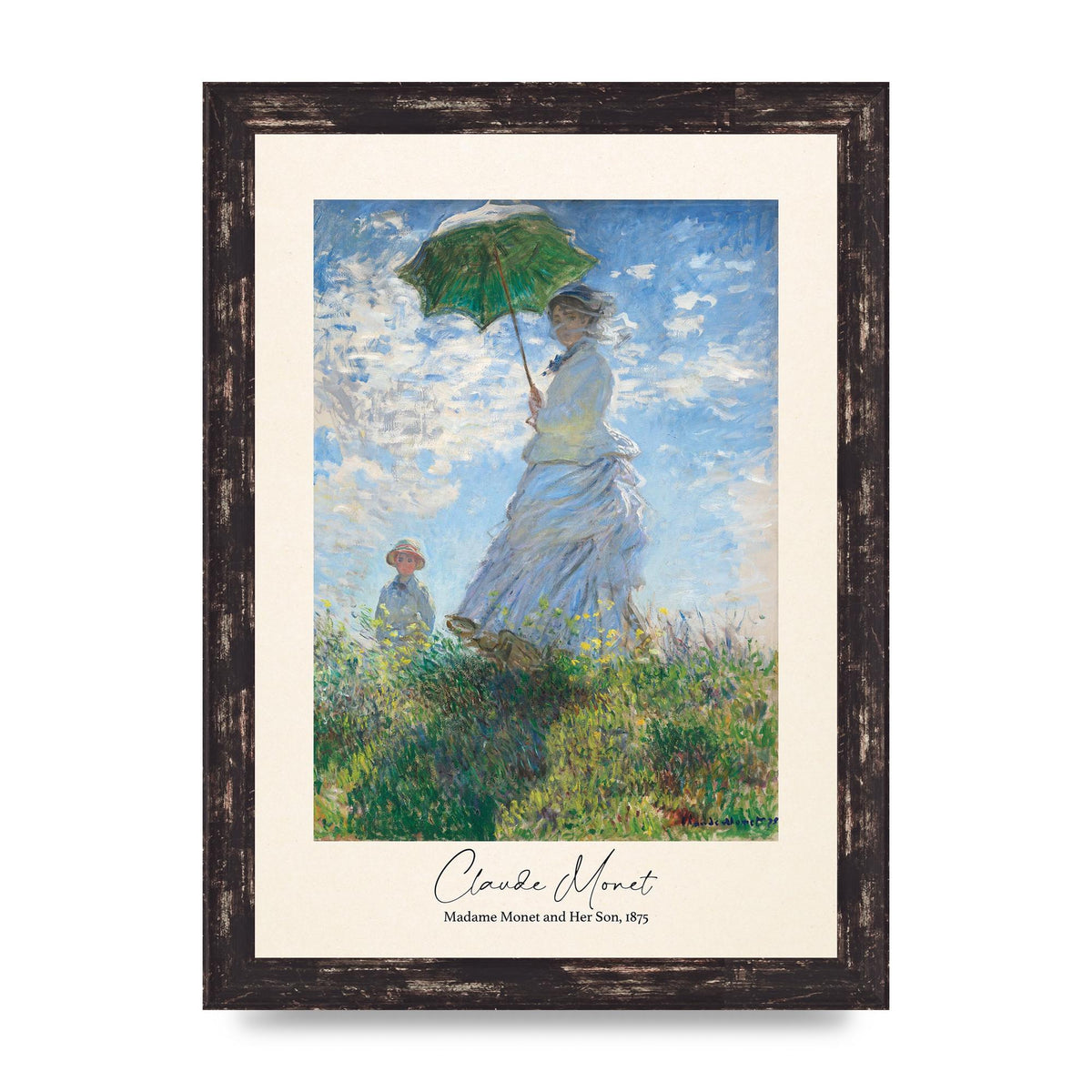 Claude Monet Madame Monet Her Son 1875 Printed Poster - A4 framed
