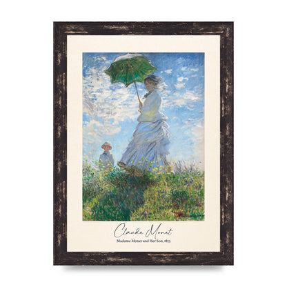 Claude Monet Madame Monet Her Son 1875 Printed Poster - A4 framed