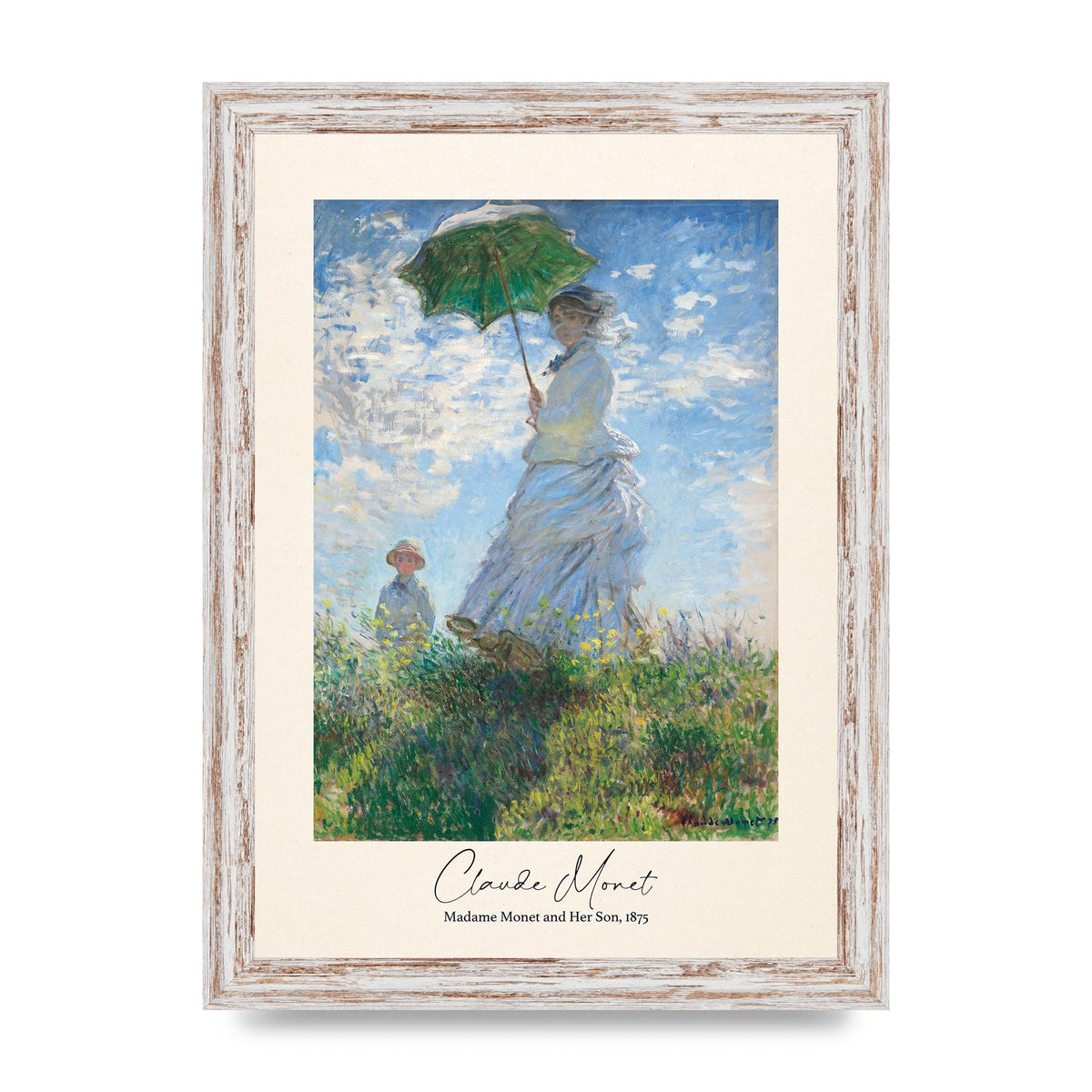 Claude Monet Madame Monet Her Son 1875 Printed Poster - A4 framed