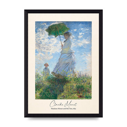 Claude Monet Madame Monet Her Son 1875 Printed Poster - A4 framed