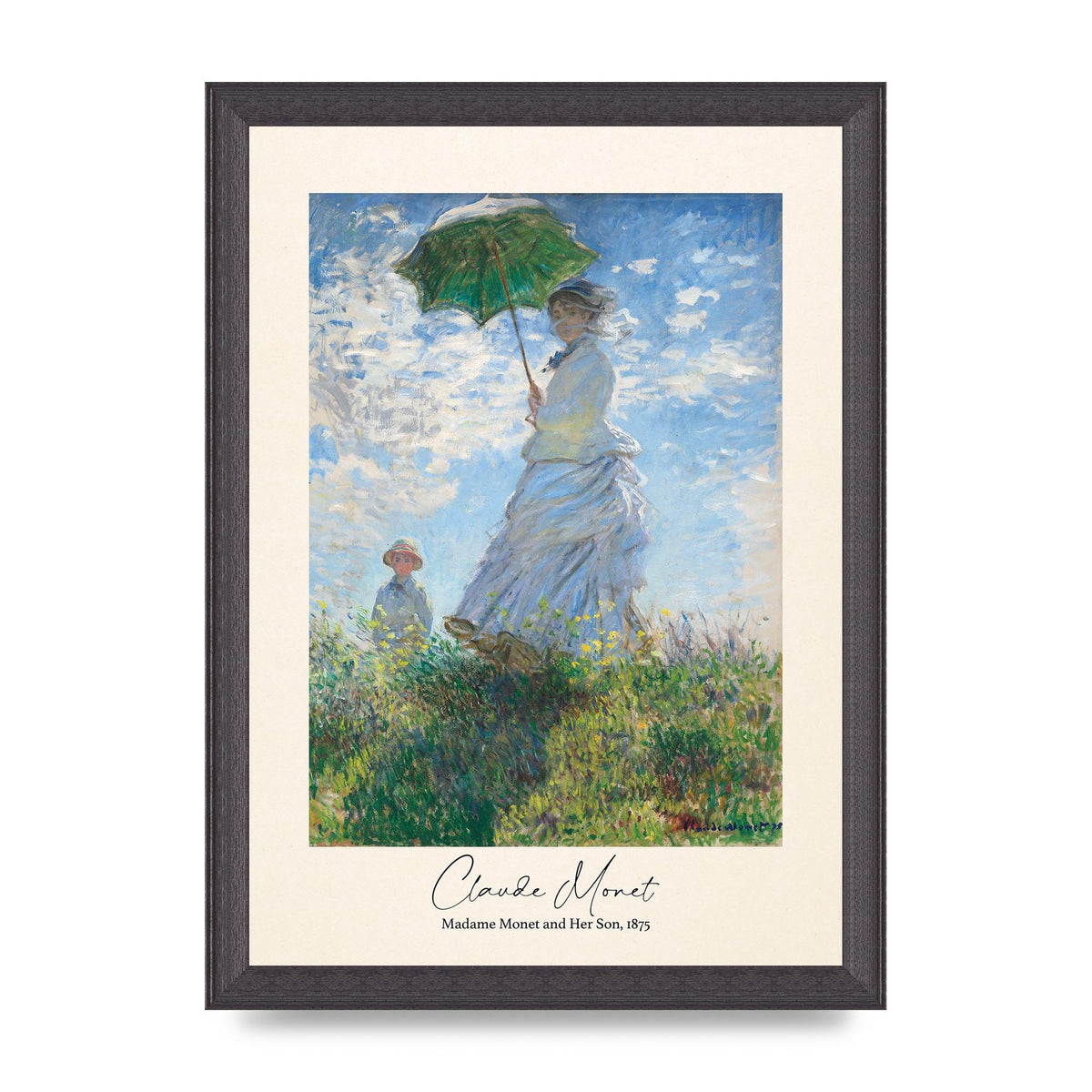 Claude Monet Madame Monet Her Son 1875 Printed Poster - A4 framed