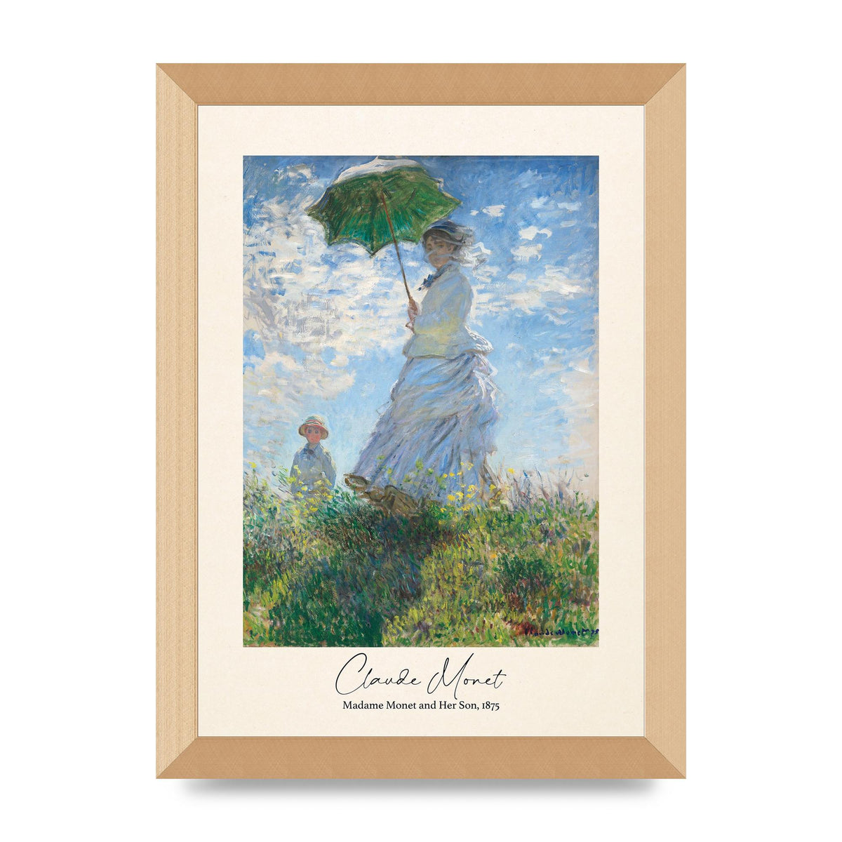 Claude Monet Madame Monet Her Son 1875 Printed Poster - A4 framed