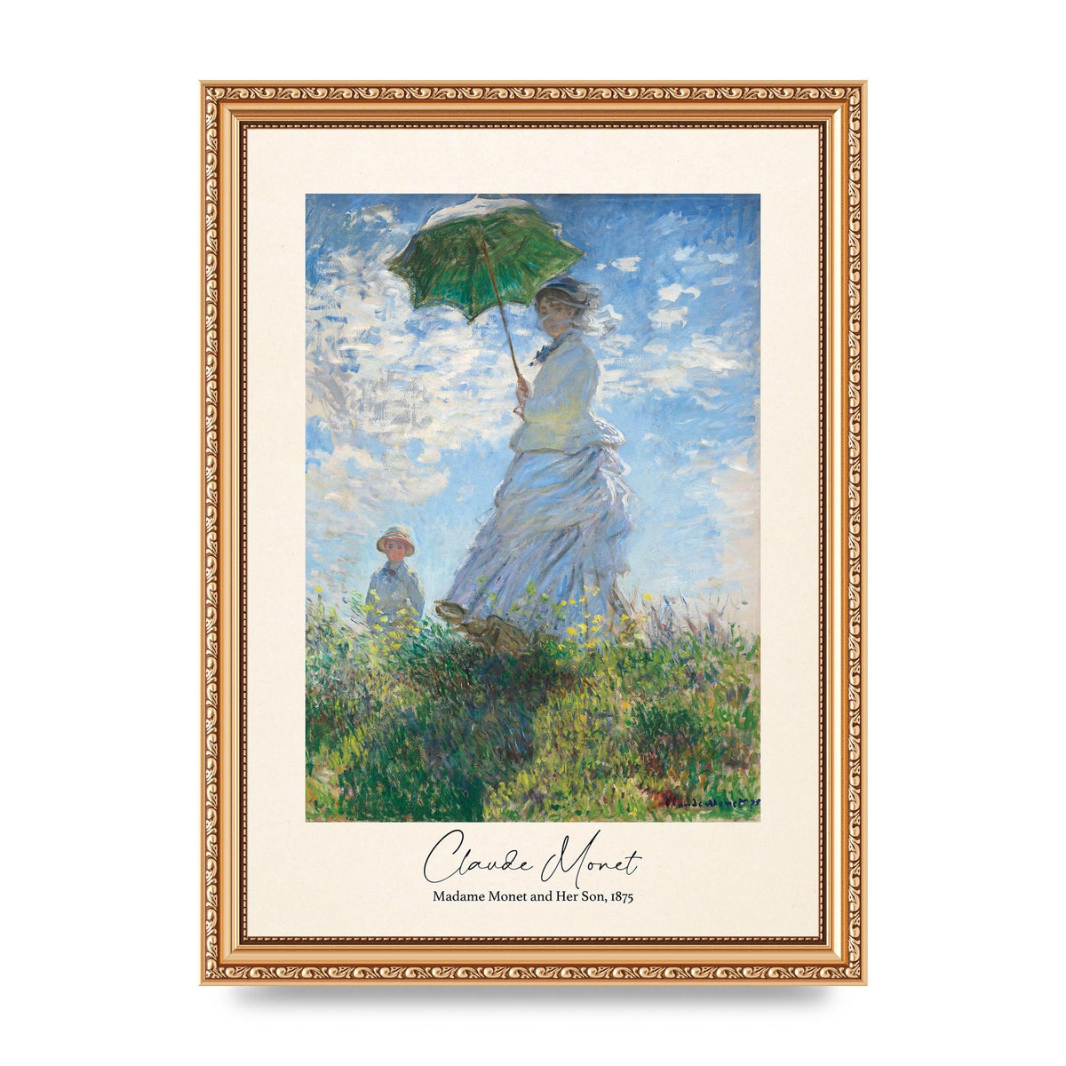 Claude Monet Madame Monet Her Son 1875 Printed Poster - A4 framed