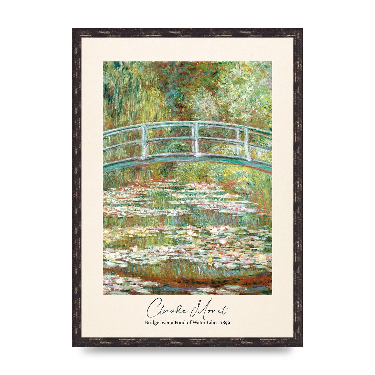 Claude Monet Bridge Over A Pond Of Water Lilies 1899 Wall Art - A2 framed