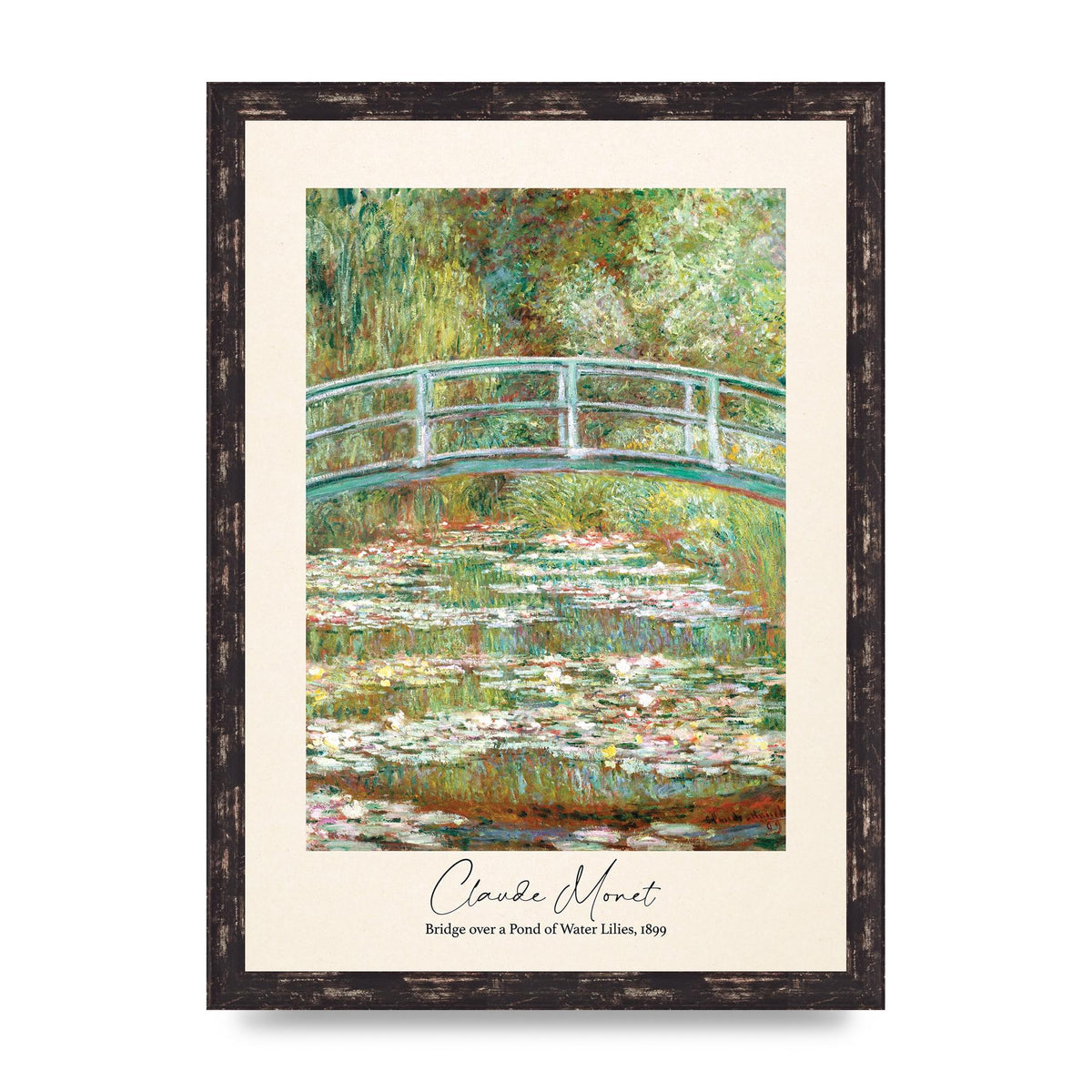 Claude Monet Bridge Over A Pond Of Water Lilies 1899 Wall Art - A3 framed