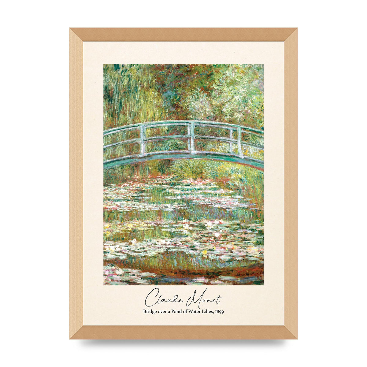 Claude Monet Bridge Over A Pond Of Water Lilies 1899 Wall Art - A3 framed