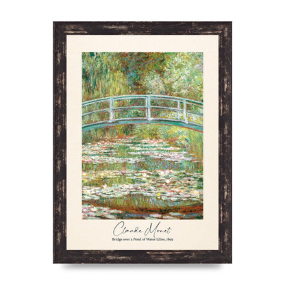Claude Monet Bridge Over A Pond Of Water Lilies 1899 Wall Art - A4 framed