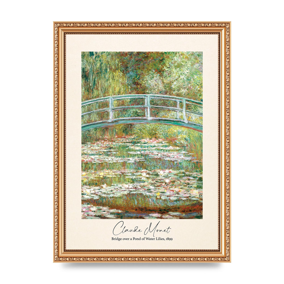 Claude Monet Bridge Over A Pond Of Water Lilies 1899 Wall Art - A4 framed