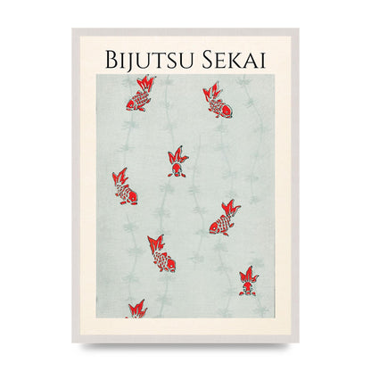 Bijutsu Sekai Seamless Gold Fish Illustration Art For The Home - A2 framed
