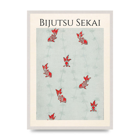 Bijutsu Sekai Seamless Gold Fish Illustration Art For The Home - A2 framed