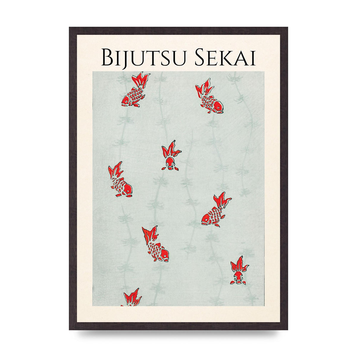Bijutsu Sekai Seamless Gold Fish Illustration Art For The Home - A2 framed